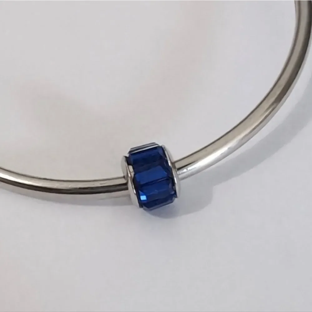 Silver Dark Blue Crystals‎ Charm for Pandora Style Bracelet